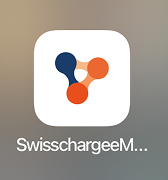 The icon as it appears on the iPhone with the text cut off: SwisschargeeM…