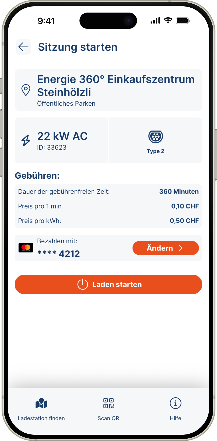 Original charging session start interface with unclear process