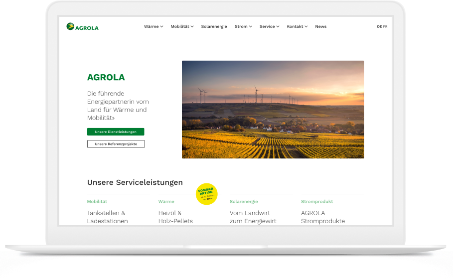 sample of the final UI design for Agrola